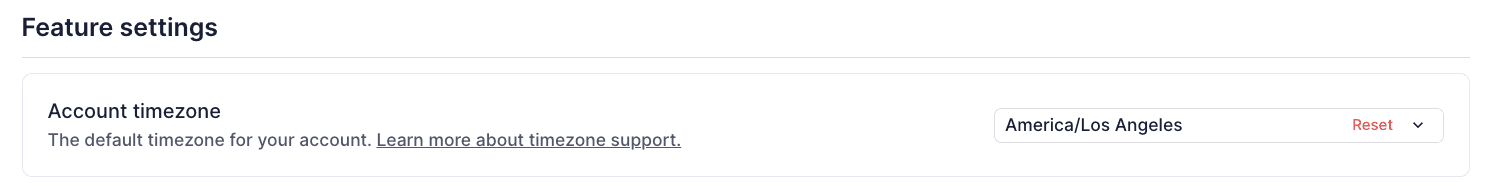Account timezone settings in the Knock dashboard